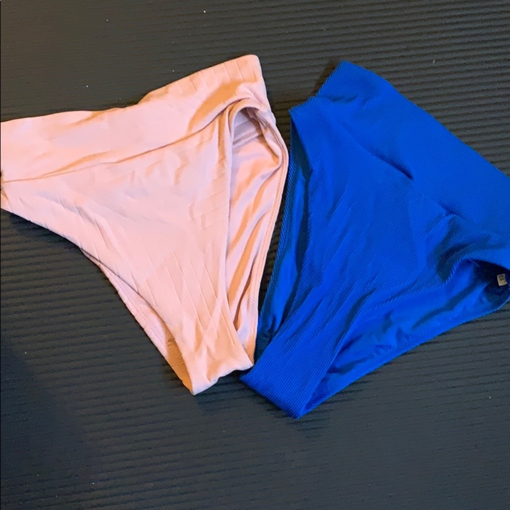 Two pairs of high wasted cheeky swim bottoms